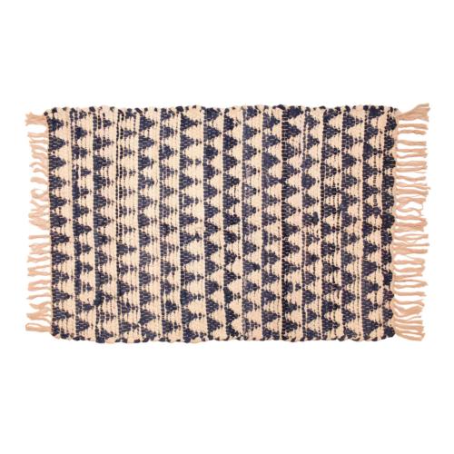 Chindi rag rug recycled cotton blue 60x90cm