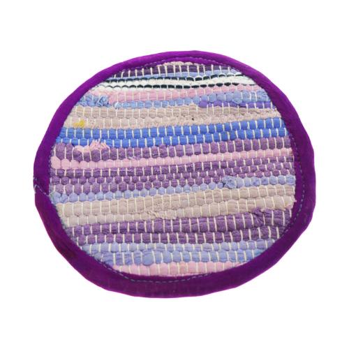 Place mat or trivet/pan stand round recycled cotton & polyester handmade purple 20cm