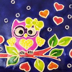 Leather Purse Owl on Branch 16.5 x 11cm