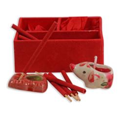 Rose incense and candle giftset with elephant shaped t-light, 8.5 x 7 x 4cm