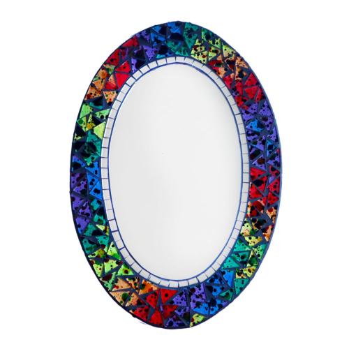 Oval mirror recycled glass mosaic speckled design 20x 30cm