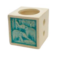 Oilburner, square with elephant design, 6.5cm height **