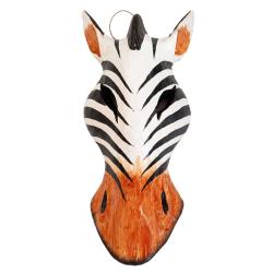 Mask Albesia Wood Zebra Orange / Brown Mouth 20cm