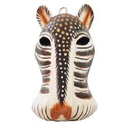 Mask Albesia Wood Big Cat Brown Spots on Black 20cm