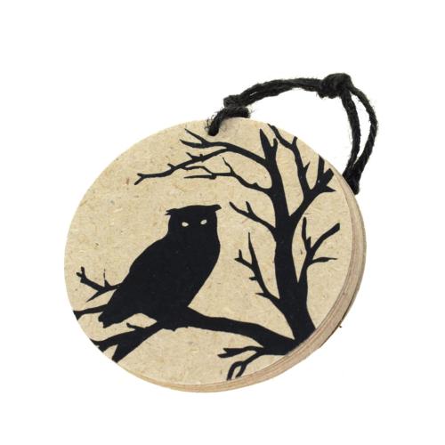 Elephant poo round notepad Annobon owl design 7.5cm