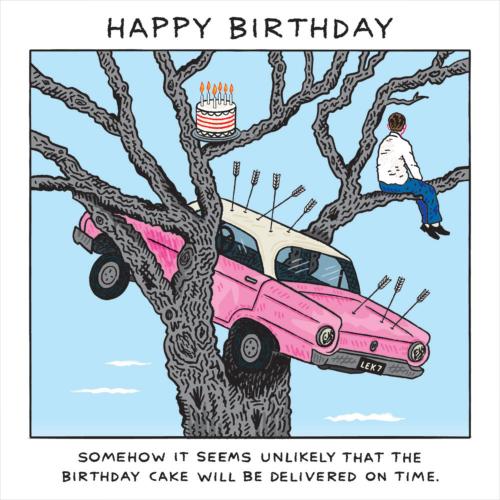 Belated Birthday card "Somehow It Seems Unlikely..." 16x16cm