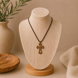 Pendant olive wood, cut-out cross, 2 x 3cm