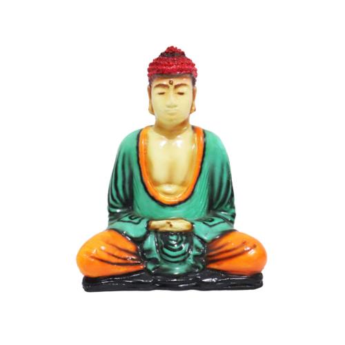 Buddha Statue Light of Asia Green 15.5cm height