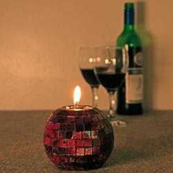 T-lite holder, mosaic, 10cm height red