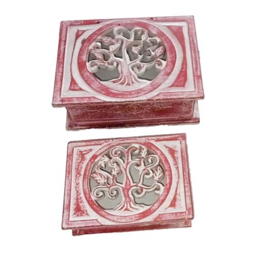 2 Albesia Wooden Stackable Boxes Tree of Life