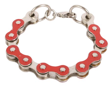 Bracelet recycled bike chain red