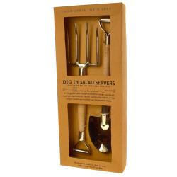 Handcrafted stainless steel salad servers with mango wood handles