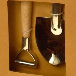 Handcrafted stainless steel salad servers with mango wood handles