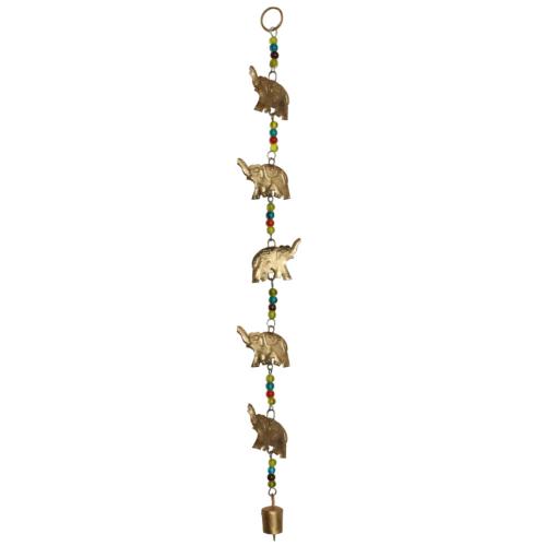 Metal Hanging Windchime / Mobile, 5 Elephants Recycled Metal 60cm