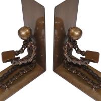 Bike chain bookends, sitting figures