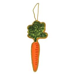 Hanging decoration, embroidered velvet, carrot