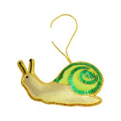 Hanging decoration, embroidered velvet, snail