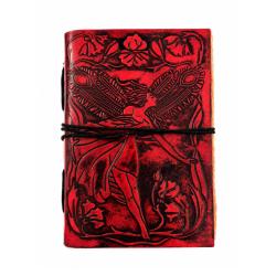 Notebook Leather Bound Fairy Dark Red 13 x 18cm