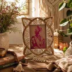 Photo Picture Frame Hand Carved Wood Cutout 5 x 7 inch Photo
