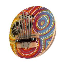 Coconut shell thumb piano, yellow red & blue 20cm