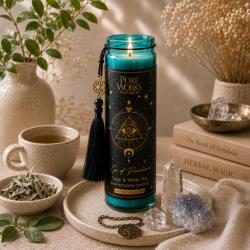 Candle in Glass Jar Esoteric Eye of Providence, Sage and White Tea 300g