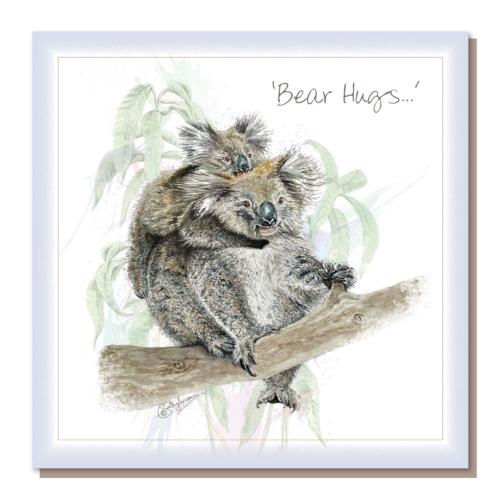 Greetings card, "Bear hugs", koalas