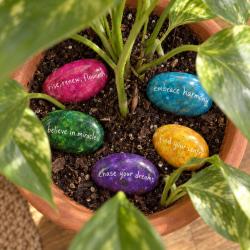 Live your life pebbles, set of 50, 5 designs