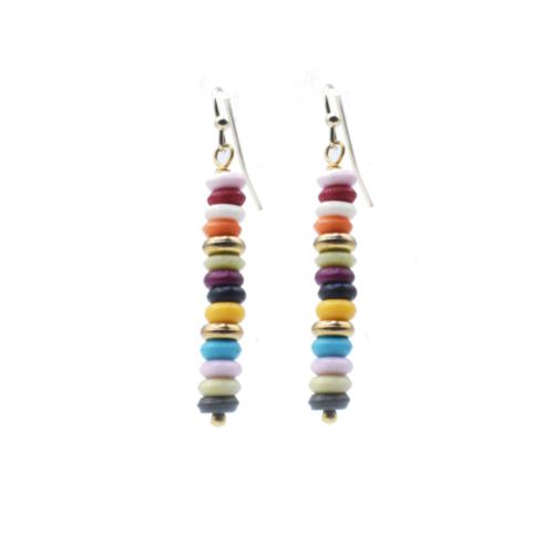 Earrings Tiny Ring Beads Multicoloured