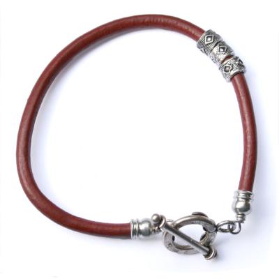 Bracelet (men's/unisex) red with silver coloured clasp