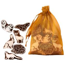 Set of 6 printing blocks in bag, UK endangered animals