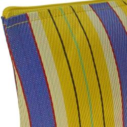 Pouch bag from recycled plastic cement bags, purple yellow stripes 22x16x7cm