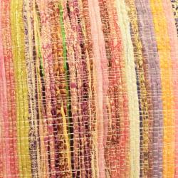 Rag chindi cushion cover recycled sari material multicoloured fringed 40x40cm