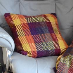 Cushion Cover Recycled Cotton Blend Autumn Colours Check 40 x 40cm