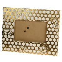 Photo picture frame bee & honeycomb design eco mango wood 6x4in photo