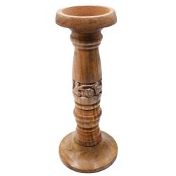 Candlestick/holder Hand Carved Eco-friendly Mango Wood Natural Colour 30cm height