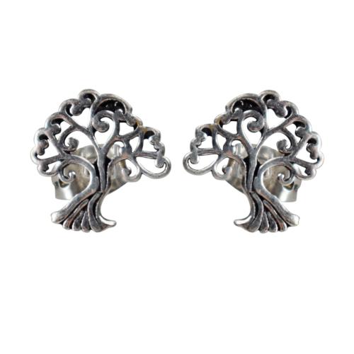 Ear studs, silver colour, Tree of Life