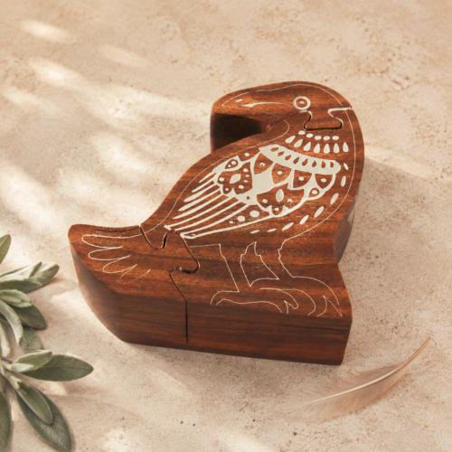 Puzzle Box Bird Shape Sheesham Wood 12 × 6 × 12cm