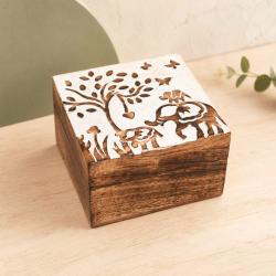 Elephant Keepsake Box Mango Wood 10 x 10cm