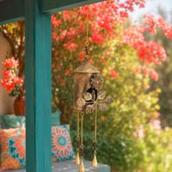 Bird House Metal Wind Chime with 3 Bells