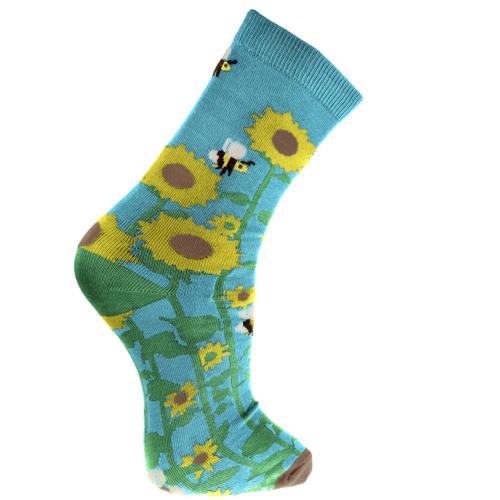 Bamboo Socks Sunflowers & Bees Shoe Size UK 3-7 Womens Fair Trade Eco