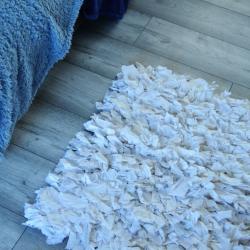 Rag rug, recycled cotton white 45x60cm