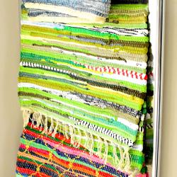 Rag rug, recycled material, green 50x90cm