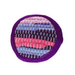 Rag coaster recycled cotton & polyester handmade purple 10cm