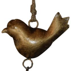 Hanging bell recycled wrought iron, bird 8 x 11cm