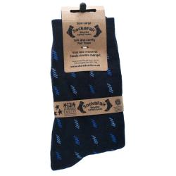 Socks Recycled Cotton / Polyester Blue With Squiggles Shoe Size UK 7-11 Mens