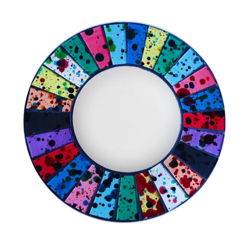 Round mirror recycled glass mosaic speckled design 20cm diameter