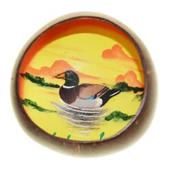 Coconut bowl, painted mallard