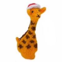 Finger puppet, giraffe with Christmas hat