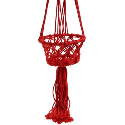 Hanging basket, macrame red 17cm diameter