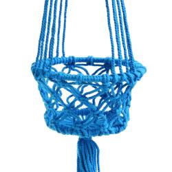 Hanging basket, macrame blue 17cm diameter